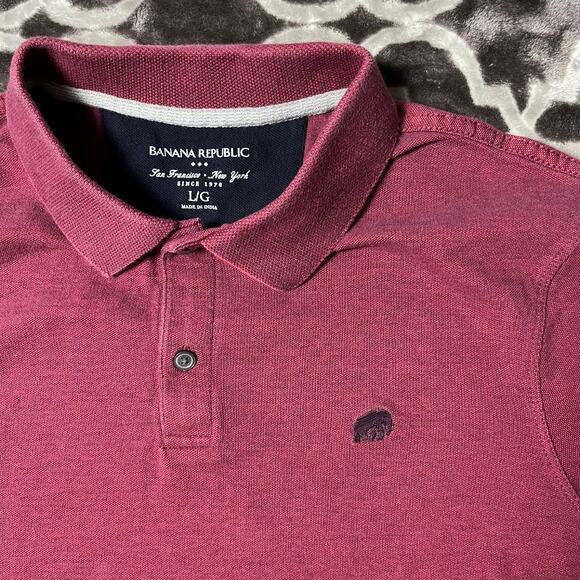 Banana Republic Pique Polo Mens Large L Elephant Logo Classic Red and Blue - Picture 3 of 7